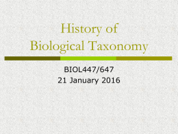 History of Biological Taxonomy