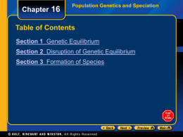 Chapter 16: Population and Speciation