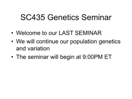 SC435 Genetics Seminar