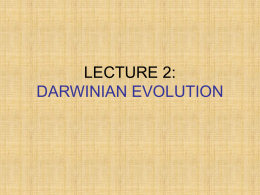 lecture 2: darwinian evolution