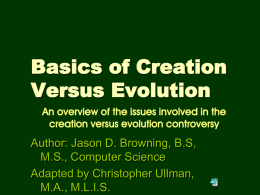 Basics of Creation Versus Evolution