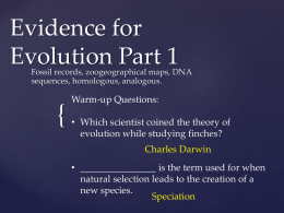 Evidence for Evolution Part 1