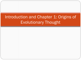 Introduction and Chapter 1: Origins of Evolutionary Thought