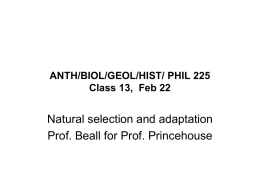 ANTH/BIOL/GEOL/HIST/ PHIL 225 Class 13, Feb 22