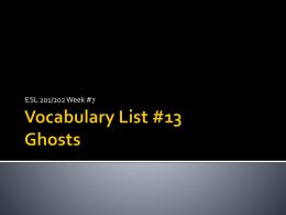 Vocabulary List #13 Ghosts - US Program TOEFL