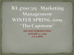 BA 4700/315 - Marketing Management WINTER
