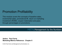 Promotion Profitability - Management By The Numbers