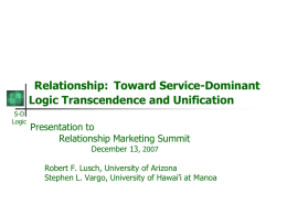 "Relationship: Toward Service-Dominant Logic Transcendence