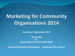 Marketing for Community Organisations Townsville Saturday