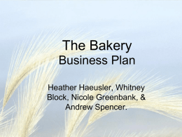 The bakery  - University of Saskatchewan