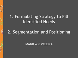 Formulating Strategy to Fill Identified Needs Segmentation