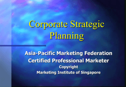 Strategic Marketing--Corporate Strat Planning