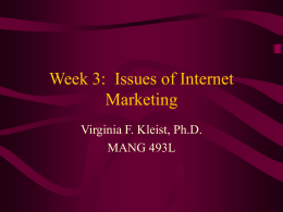 Week 3: Issues of Internet Marketing