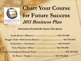 Chart Your Course for Future Success 2007 Business Plan