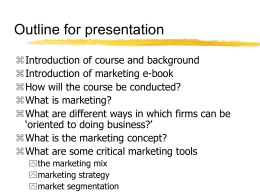 Marketing Fundamentals overview of course content