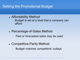 Setting the Promotional Budget - UoM