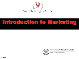INTRODUCTION TO MARKETING - Office for Volunteers