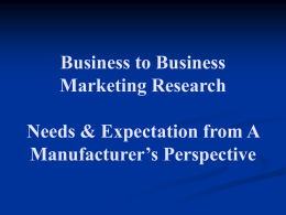 Business to Business Marketing Research Needs