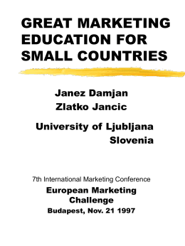 GREAT MARKETING EDUCATION FOR SMALL COUNTRIES