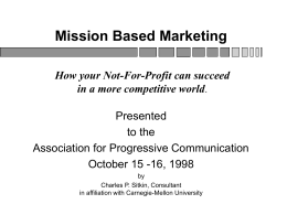 Mission Based Marketing - Association for Progressive