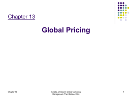 GLOBAL POLICY AND PRICING DECISIONS II: MARKETING …