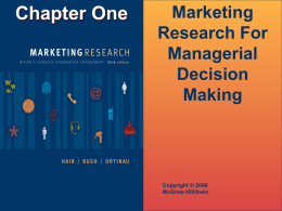 Marketing Research For Managerial Decision Making