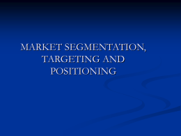 Marketing fundamentals – MARKET SEGMENTATION Learning