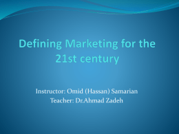 Defining Marketing for the 21st century