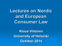 Consumer Law Especially from the viewpoint of consumer´s access