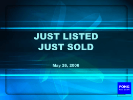 Just Listed - Just Sold (PowerPoint)