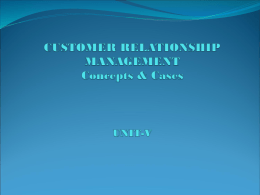 Customer Relationship Management and