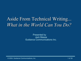 Get the PowerPoint - Guidance Communications, Inc.