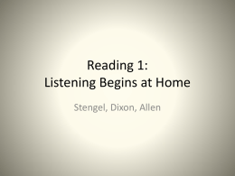 Reading 1: Listening Begins at Home