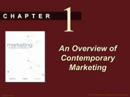An Overview of Contemporary Marketing