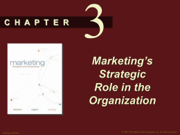 Marketing`s Strategic Role in the Organization