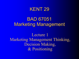 KENT 19 BAD 67051 Marketing Management