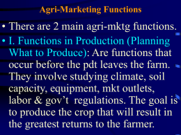 Analyzing Agricultural & Food Marketing