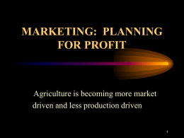 marketing: planning for profit