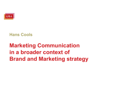 Marketing and Branding in the business context Corporate strategy