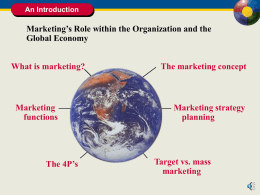 introduction to marketing management: the role of