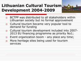 CULTURE & TOURISM - ARE WE SPEAKING THE SAME