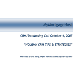 HOLIDAY CRM TIPS & STRATEGIES