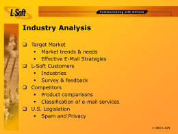 Defining e-Mail Marketing Objectives Common e