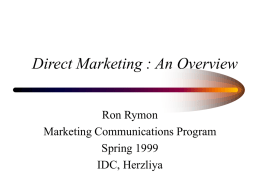 Direct Marketing : An Overview