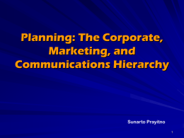 Planning: The Corporate, Marketing, & Communications Hierarchy