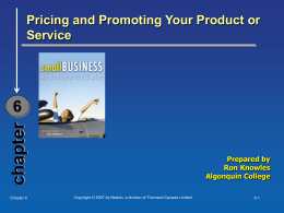 Pricing and Promoting Your Product or Service