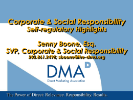 DMA Corporate and Social Responsibility Overview 2009