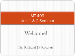 MT-499 Unit 1 Seminar