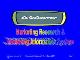 Marketing Research A Classification of Marketing Research