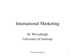 International Marketing - Xavier Institute of Management